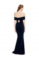 Affordable Off the Shoulder Fitted Crepe Bridesmaid Dress with Back Cut Out UK