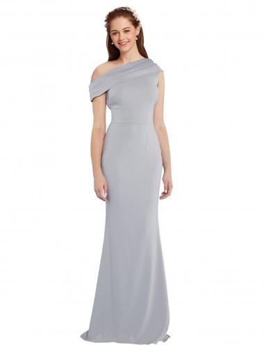 Affordable Off the Shoulder Asymmetrical Mermaid Crepe Bridesmaid Dress UK