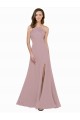 Affordable High Neck Crepe Bridesmaid Dress with Pleats and Keyhole Back UK