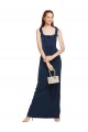 Affordable Scoop Neck with Ruffles Long Crepe Bridesmaid Dress with Back Slit UK