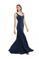Affordable Fit and Flare Long Crepe Bridesmaid Dress with Round Neck UK