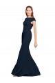 Affordable Fit and Flare Long Crepe Bridesmaid Dress with Tie Open Back UK