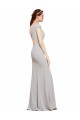 Affordable Fit and Flare Long Crepe Bridesmaid Dress with Tie Open Back UK
