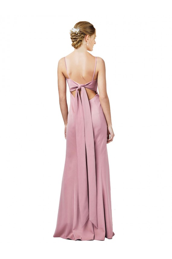Affordable Fit and Flare Slim Crepe Bridesmaid Dress with Cutout Back UK