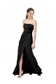 Affordable Strapless Fit and Flare Long Crepe Bridesmaid Dress with Knot and Slit UK