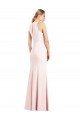 Affordable V-Neck Keyhole Back Crepe Trumpet Bridesmaid Dress UK