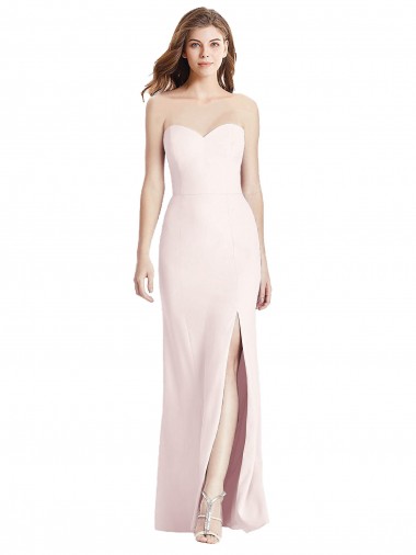 Affordable Strapless Crepe Trumpet Bridesmaid Dress with Front Slit UK
