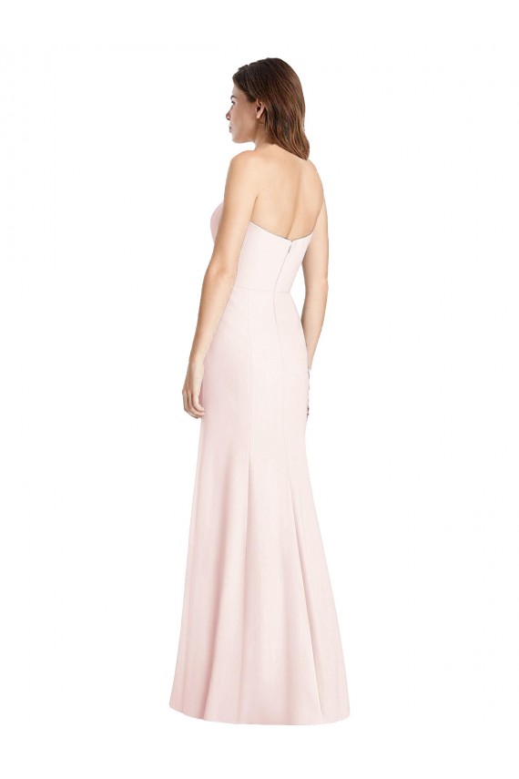 Affordable Strapless Crepe Trumpet Bridesmaid Dress with Front Slit UK