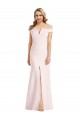 Affordable Off the Shoulder Notch Trumpet Bridesmaid Dress with Front Slit UK