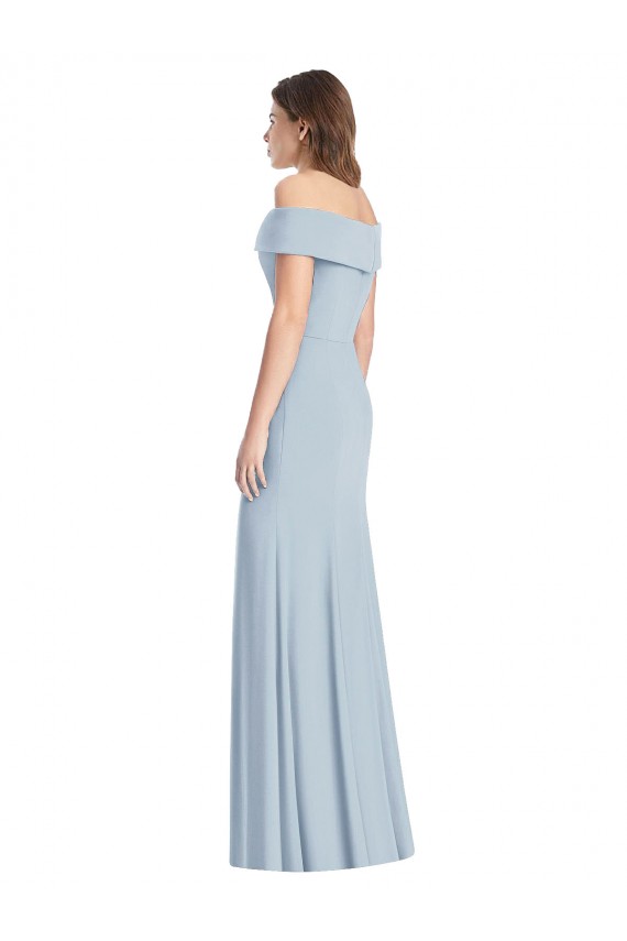Affordable Cuffed Off the Shoulder Long Trumpet Bridesmaid Dress UK