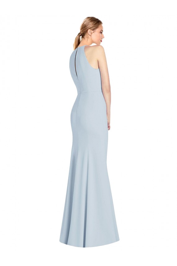 Affordable Full Length Sleeveless Halter Bridesmaid Dress with Keyhole Back UK