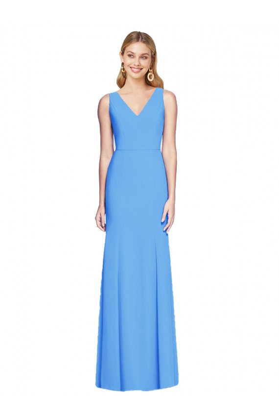 Affordable Flattering Trumpet Long Sleeveless Bridesmaid Dress with Open Back UK