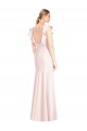 Affordable Ruffle Cap Sleeves Open Back Trumpet Bridesmaid Dress UK