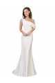 Affordable One Shoulder Crepe Bridesmaid Dress with Draped Off the Shoulder Strap UK