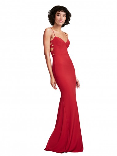 Affordable Spaghetti Strap Slip Neckline Crepe Bridesmaid Dress UK