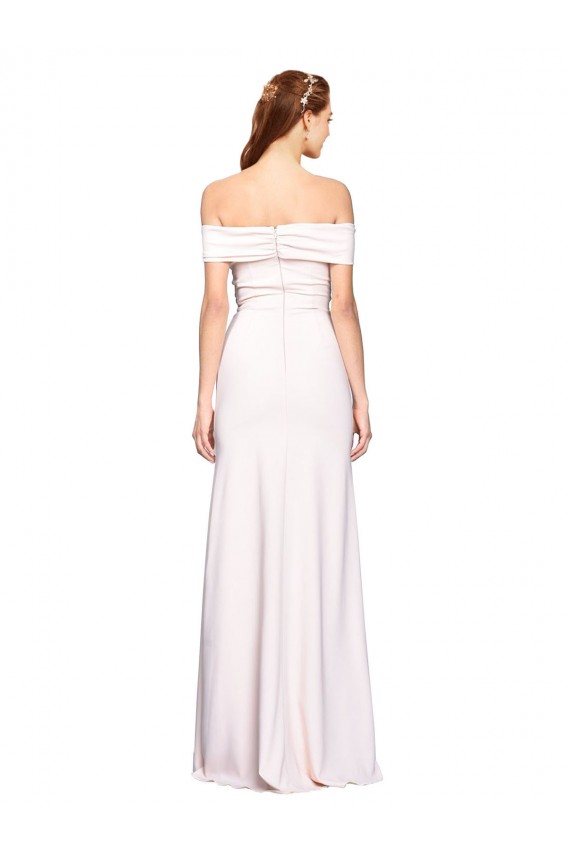 Affordable Criss Cross Off the Shoulder Crepe Bridesmaid Dress with Side Slit UK