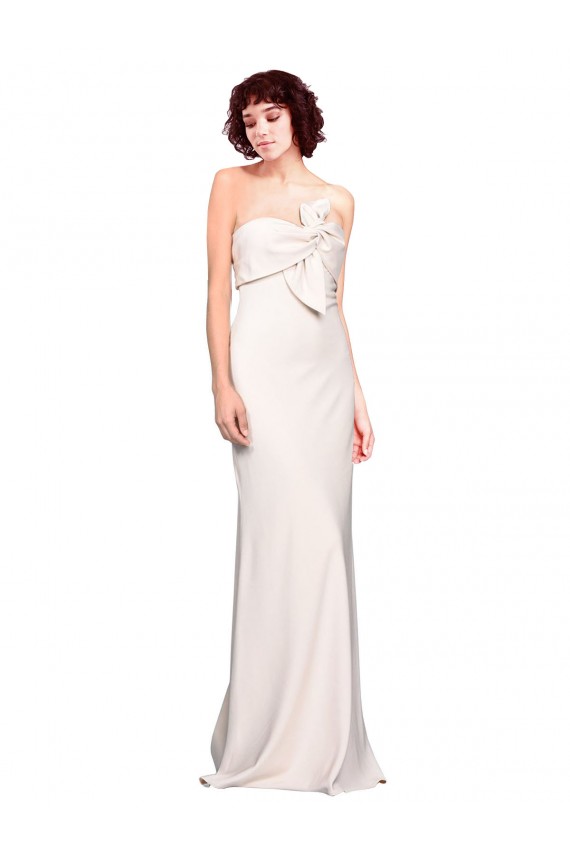 Affordable Strapless Crepe Fitted Bridesmaid Dress with Twist Bow UK