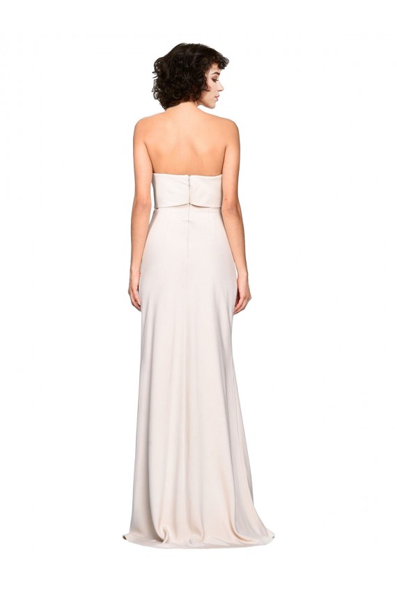 Affordable Strapless Crepe Fitted Bridesmaid Dress with Twist Bow UK
