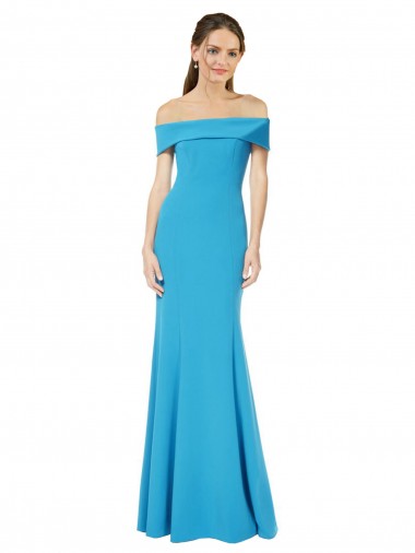 Affordable Off the Shoulder Crepe Bridesmaid Dress with Fitted Silhouette UK