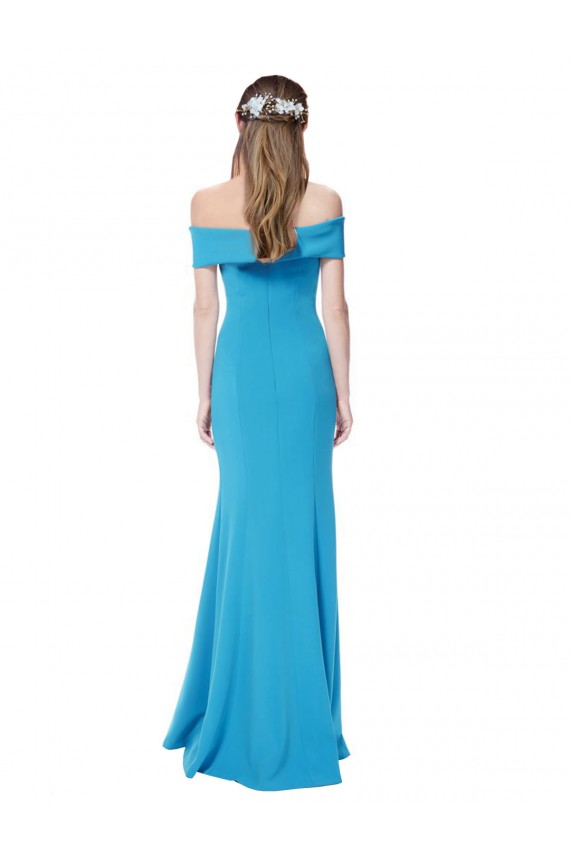 Affordable Off the Shoulder Crepe Bridesmaid Dress with Fitted Silhouette UK