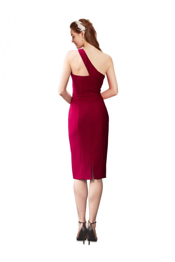 Affordable One Shoulder Short Crepe Cocktail Length Bridesmaid Dress UK
