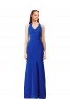 Affordable Halter V-Neck Long A-Line Crepe Bridesmaid Dress UK