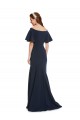 Affordable Off the Shoulder Crepe Bridesmaid Dress with Short Ruffle Sleeves. UK