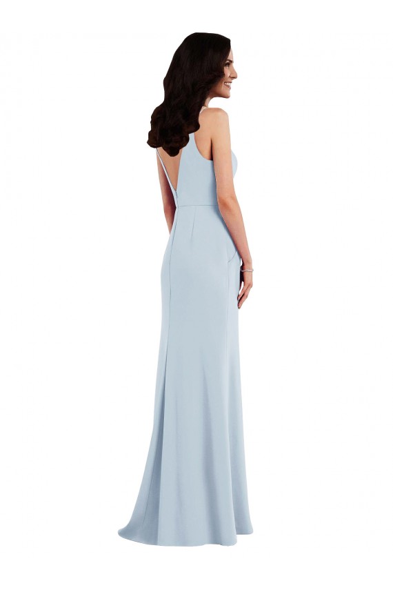 Affordable V Back Spaghetti Strap Maxi Bridesmaid Dress with Pockets UK