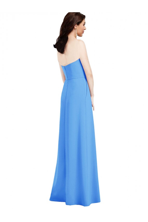 Affordable Strapless Pleated Skirt Crepe Bridesmaid Dress with Pockets UK