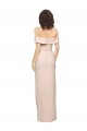 Affordable Off the Shoulder Long Crepe Bridesmaid Dress with Waist Tie and Slit UK