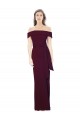 Affordable Off the Shoulder Long Crepe Bridesmaid Dress with Waist Tie UK