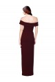 Affordable Off the Shoulder Long Crepe Bridesmaid Dress with Waist Tie UK
