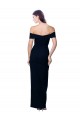 Affordable Off the Shoulder Long Full Length Crepe Bridesmaid Dress with Side Split UK