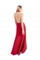 Affordable Sleek Fit and Flare High Neck Halter Stretch Crepe Bridesmaid Dress with Open Back UK