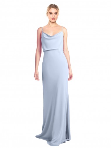 Affordable Feminine Cowl Neck Slim Floor Length Stretch Crepe Bridesmaid Dress UK