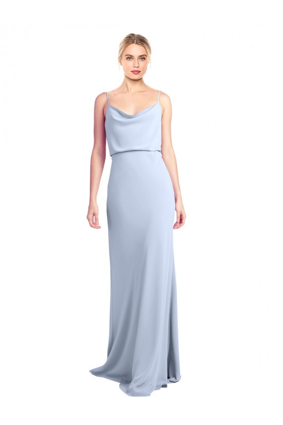 Affordable Feminine Cowl Neck Slim Floor Length Stretch Crepe Bridesmaid Dress UK