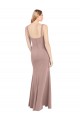 Affordable Square Neck Fit and Flare Long Stretch Crepe Bridesmaid Dress with Side Slit UK