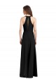 Affordable Sleek Halter V-Neck Long A-Line Stretch Crepe Bridesmaid Dress with Front Slit UK