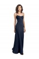 Affordable Fit and Flare Scoop Neck Long Sleeveless Stretch Crepe Bridesmaid Dress UK