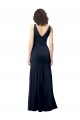 Affordable Classic V-Neck Long Stretch Crepe Bridesmaid Dress with V-Back UK