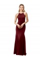 Affordable Fit and Flare Halter Neckline Stretch Crepe Bridesmaid Dress with Strappy Back UK