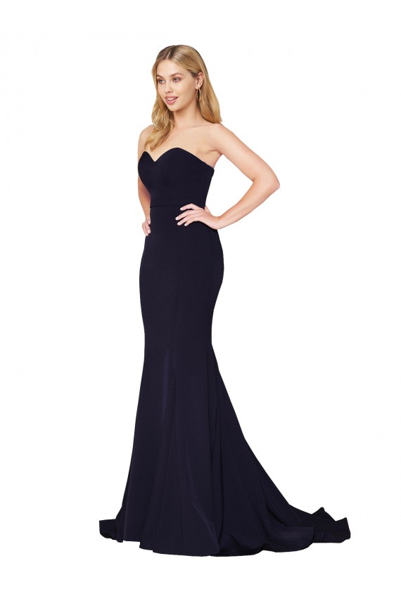 Affordable Sweetheart High Neck Sweep Train Sleeveless Crepe Bridesmaid Dress UK