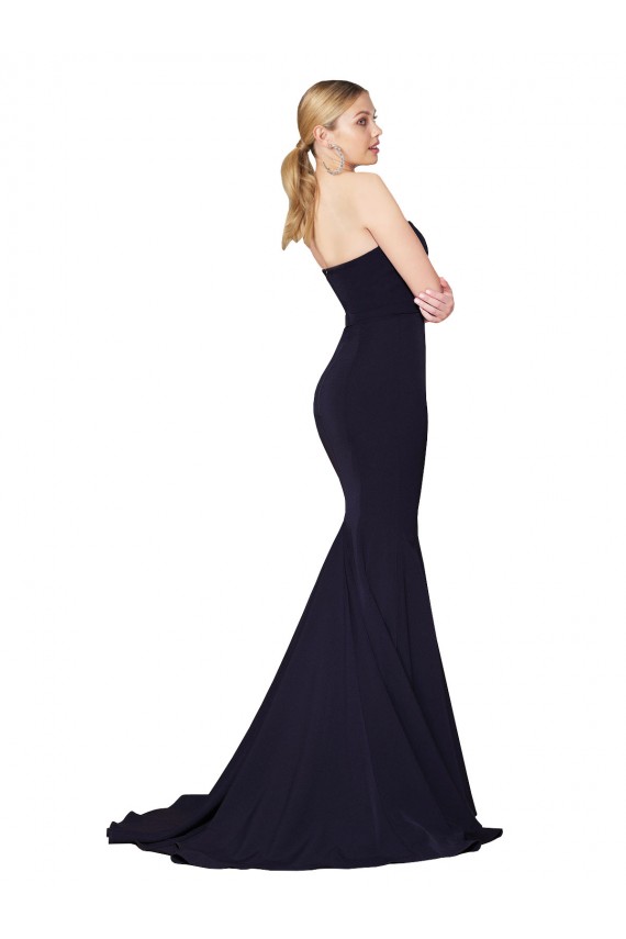 Affordable Sweetheart High Neck Sweep Train Sleeveless Crepe Bridesmaid Dress UK