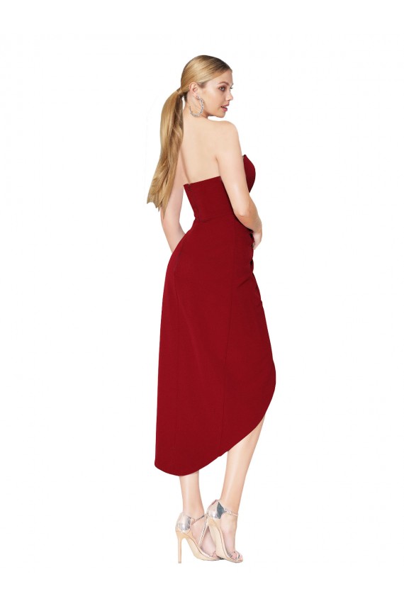 Affordable Cocktail Length Sweetheart Mermaid Wrap Crepe Bridesmaid Dress UK