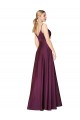 Affordable High Neck Spaghetti Straps Long V-Back Crepe Bridesmaid Dress UK