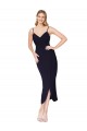 Affordable High Neck Spaghetti Straps Crepe Wrap Short Bridesmaid Dress UK