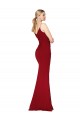 Affordable Spaghetti Straps V-Neck Long Crepe Dress with High Slit UK