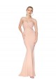 Affordable Sweetheart Shirred Neck Long Floor Length Crepe Bridesmaid Dress UK