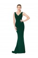 Affordable V-Neck Floor Length Long Crepe Mermaid Bridesmaid Dress UK