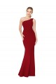 Affordable One Shoulder Long High Neck Sleeveless Mermaid Crepe Bridesmaid Dress UK